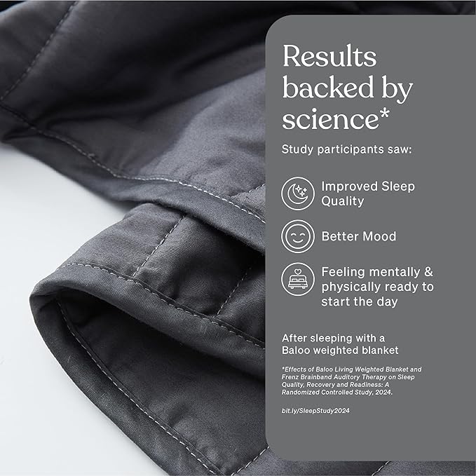 Baloo Weighted Blanket for Adults 12 lb Throw (Midnight, 42"x72") | Cool & 100% Cotton | Machine Washable & Dryer Safe | Glass Microbead Fill