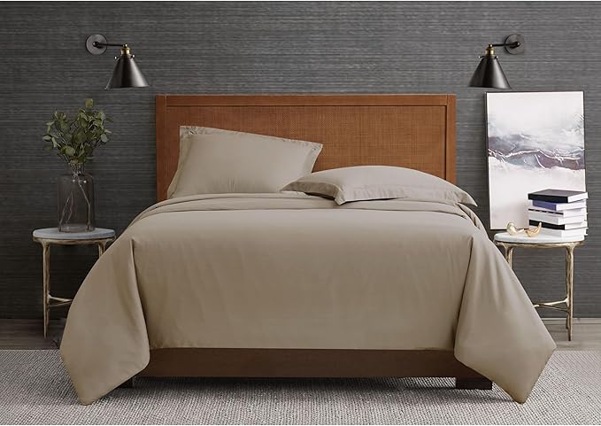 London Fog Garment Washed Solid Duvet Set Khaki Microfiber 3-Piece King Duvet Set, Solid Themed, Adult and Teen, Oeko-TEX Certified