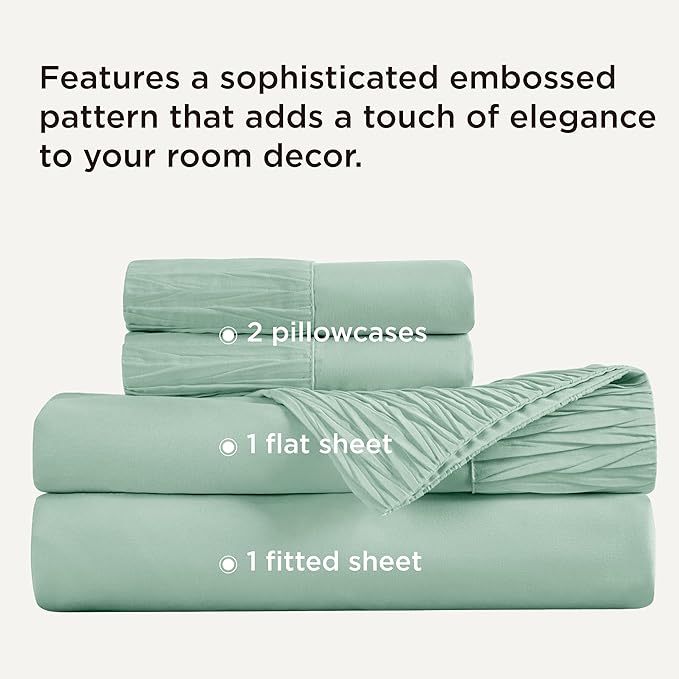 Bedsure Full Size Bed Sheets - 4 Pieces Soft Full Sheet Set - Breathable & Cooling - Hotel Luxury - Easy Care Polyester Microfiber Bedding for Women, Men, Mint Green