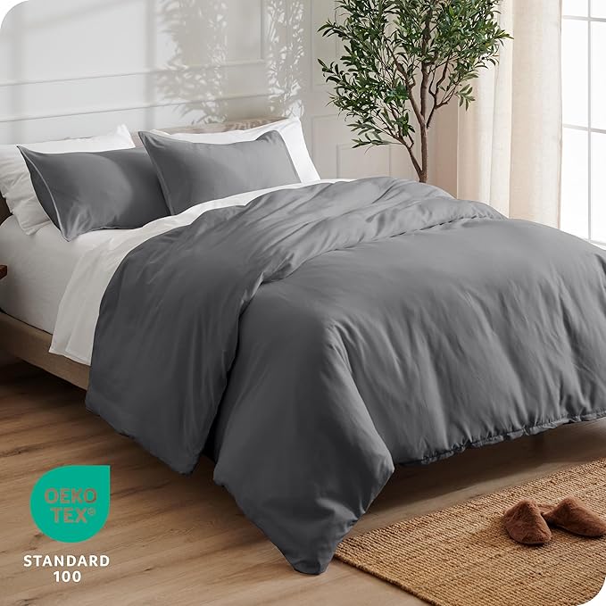 Bare Home Bedding Duvet Cover King Size - Premium 1800 Super Soft Collection - Lightweight, Cooling - Soft Breathable Bedding Duvet Cover (King, Grey)