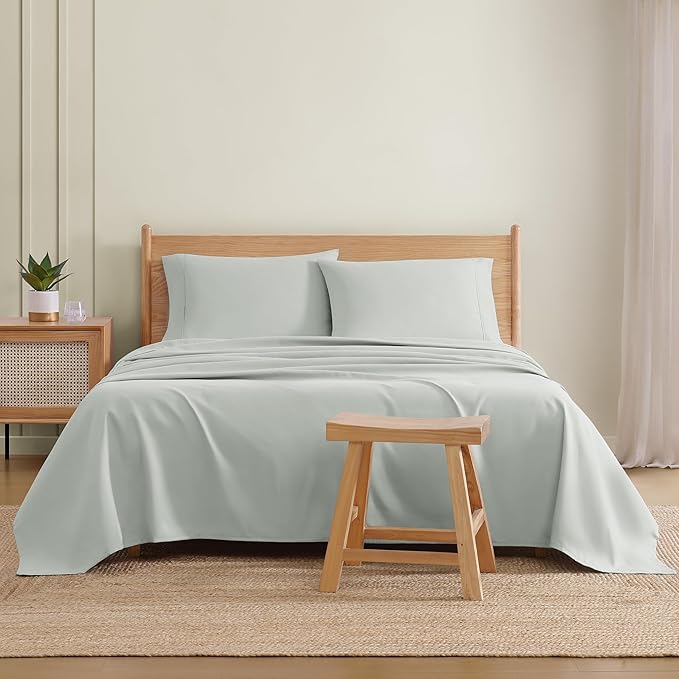 UGG Queen Sheet Set 4-Piece Luxury Cooling Sheets Deep Pockets Premium Bedding with 2 Pillow Shams Hypoallergenic Machine Washable Soft Lightweight Bed Set for Bedroom, Queen, Mineral Green (Hedi)