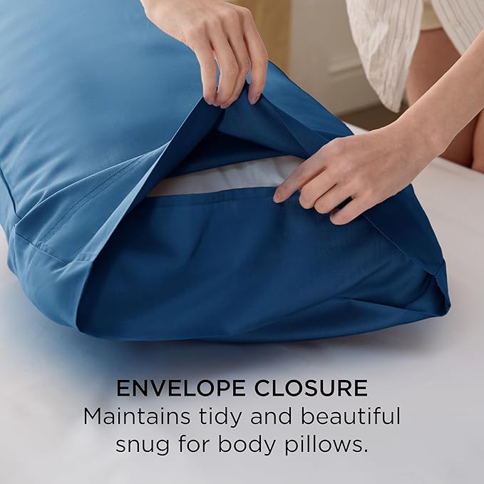 Bedsure Body Pillow Cover - Teal Long Cooling Pillow Cases, 100% Rayon Derived from Bamboo, Cool Body Pillowcase with Envelope Closure for Women, Men, 1 Pack, 20x54 Inches