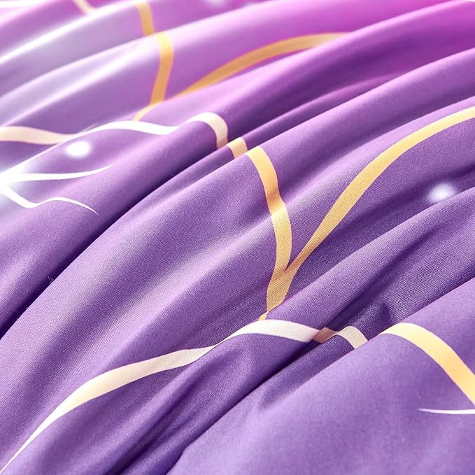 URBONUR Pink Purple Twin Comforter Set 6 Pieces Glitter Colorful Kids Girls Bedding Set (1 Comforter,1 Flat Sheet,1 Fitted Sheet,2 Pillowcases,1 Square Cover)