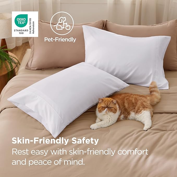 Bedsure King Size Pillow Cases Set of 2 - White Brushed Microfiber Pillowcases 2 Pack, Super Soft Pillow Case Cover with Envelope Closure, Wrinkle, Fade and Stain Resistant, 20x36 Inches