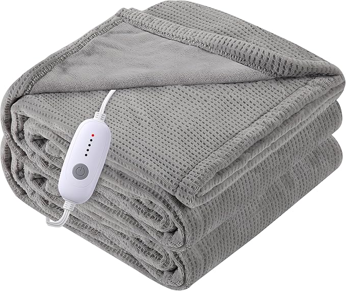 Electric Heated Blanket Full Size 72"x84", Ultra-Soft Heating Blanket with 5 Heat Levels & 10-Hour Auto Off, Fast Heating for Winter Comfort, Grey