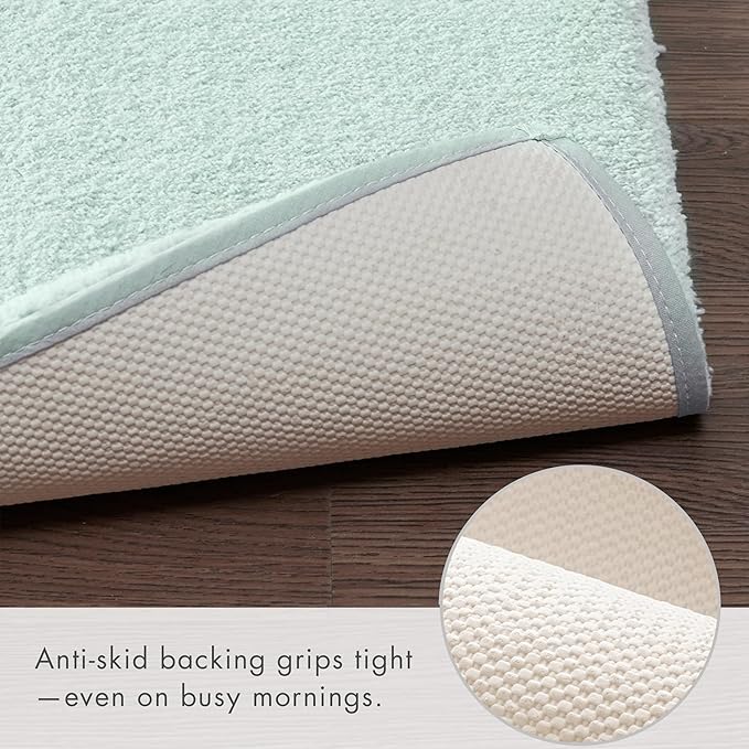 Madison Park Signature Marshmallow Bathroom Rug Non Slip, Luxrurious Plush Bath Mat, Absorbent, Quick Dry, Spa Design Bath Room Décor, 24x40, Seafoam