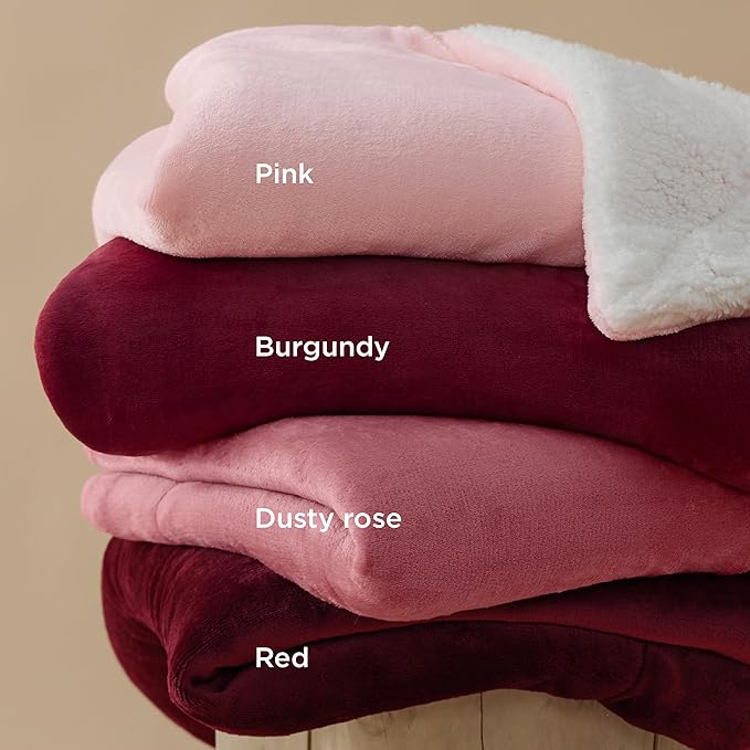 Bedsure GentleSoft Sherpa Fleece Throw Blanket Twin Size for Couch - Thick and Warm Throw for Girls and Women, Soft Fuzzy Plush Twin Christmas Blanket for Winter, Red, 60x80 Inches