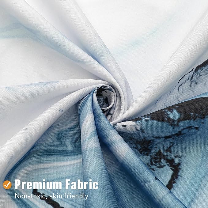 MitoVilla Blue Marble Long Shower Curtain 72 x 78, Abstract 78 inch Long Fabric Shower Curtain for Chic Luxury Bathroom Decor, Modern Ombre Watercolor Shower Curtains 78 inch