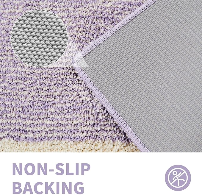 CozeCube Bath mats for Bathroom Non Slip, Fluffy Absorbent Microfiber Bath mat Washable, Aesthetic Bathroom Rugs, Long Purple Bath mat, Lavender, 47" x 24"