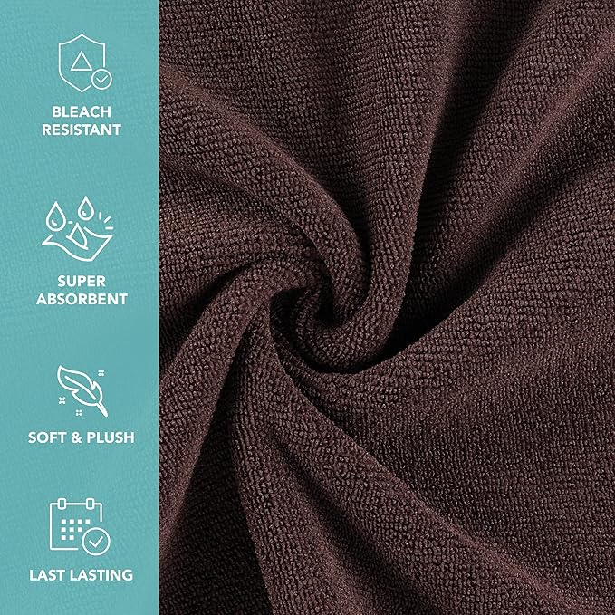 Arkwright Bleach Proof Salon Towels Bulk - Case of 144 - Ultra Soft, Gentle Microfiber, Highly Absorbent & Quick Dry Spa Facial Towel for Hair Stylist, Nail Shop, and Esthetician, 16 x 27 in, Brown