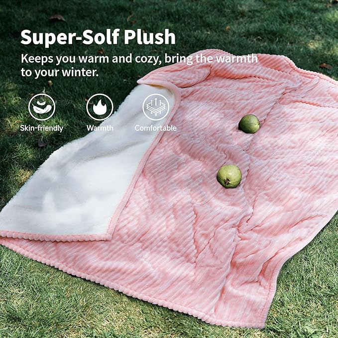 Heated Blanket Electric Blanket Throw 50”X60”-Heating Throw with 5 Heat Settings-3 Hours Auto Off,ETL Certified,Machine Washable (Pink)