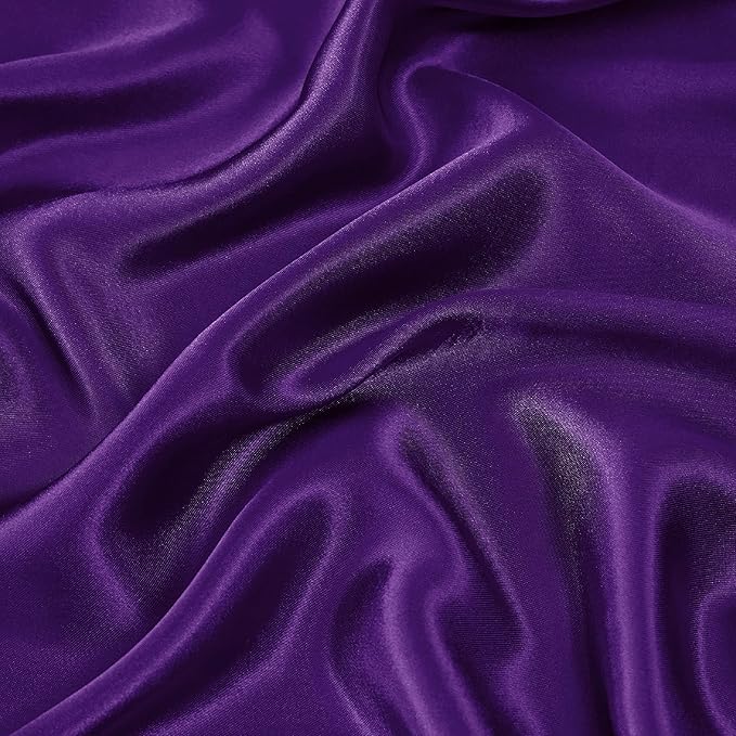 Bedsure Satin Sheets Queen Size - 4 Piece Silky Bedsheets with 15 Inches Deep Pocket Fitted Bedsheet,1 Flat Sheet, 2 Satin Pillowcases, Good for Hair & Skin (Queen, Purple)