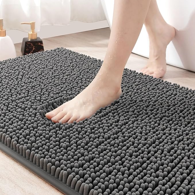 Amyracel Bathroom Rug Mat 36x48, Thick Soft Quick Dry Absorbent Chenille Bath Rug, Rubber Back Non Slip Machine Washable Bath Mat for Bathroom Shower Tub Floor