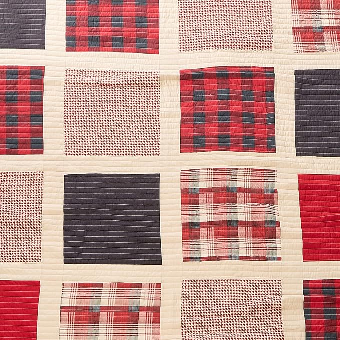 Woolrich Reversible Quilt Cabin Lifestyle Design - All Season, Breathable Coverlet Bedspread Bedding Set, Matching Shams, Oversized King/Cal King, Huntington Plaid Red, 3 Piece