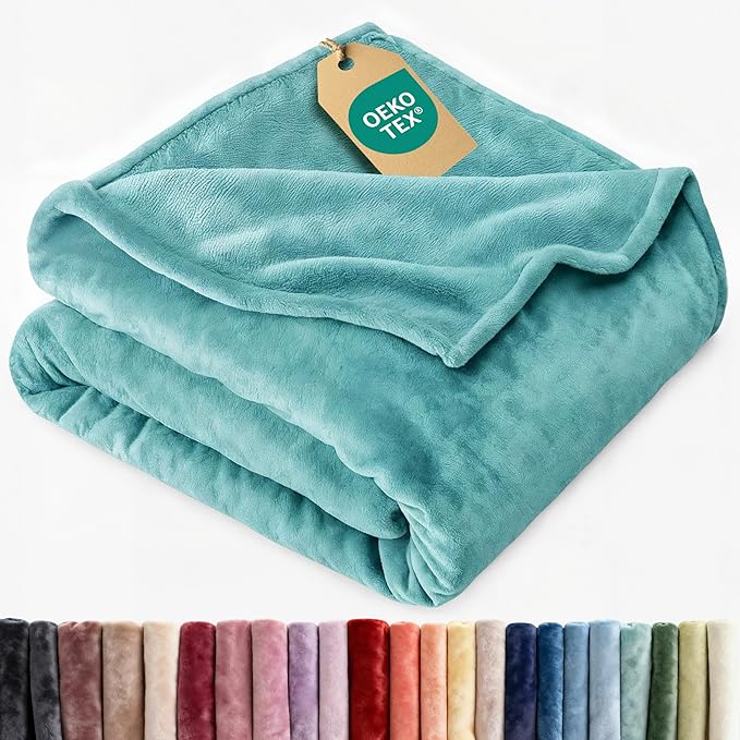Ultra Soft Fleece Blanket Throw Size - Flannel Fleece Luxury Throw Blanket Lightweight for Couch Bed Chair - Thick, Warm & Breathable - All Season Cozy Fuzzy, Anti-Static Microplush Bedding, Turqoise