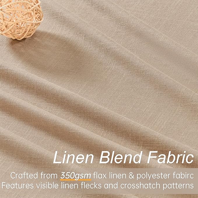 Topfinel 102 Inches Long Custom Blackout Linen Curtains, Pinch Pleated Noise Cancelling Curtains with Pin Hooks for Traverse Rods, Earth Tone Viral Drapes 2 Panels for Living Room Master Bedroom