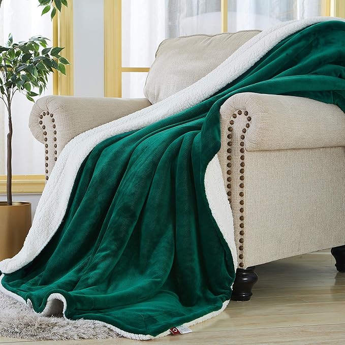 SOCHOW Sherpa Fleece Throw Blanket, Double-Sided Super Soft Luxurious Plush Blanket Throw Size, Green, 50x60 inches
