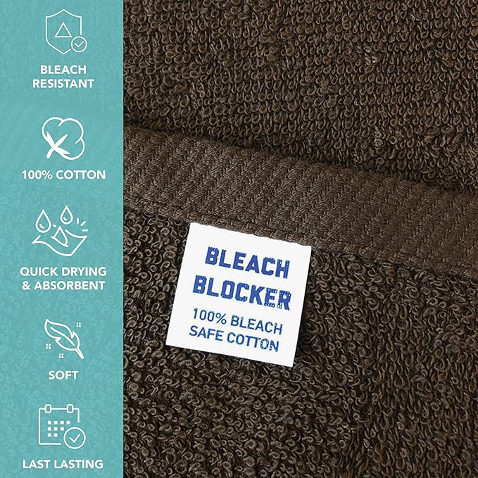 Arkwright Bleach Proof Salon Towels - Pack of 12 - Highly Absorbent, 100% Cotton, Quick Dry Spa Face Towel for Hair Stylist, Barber, Pedicure, and Esthetician, 16 x 27 in, Brown