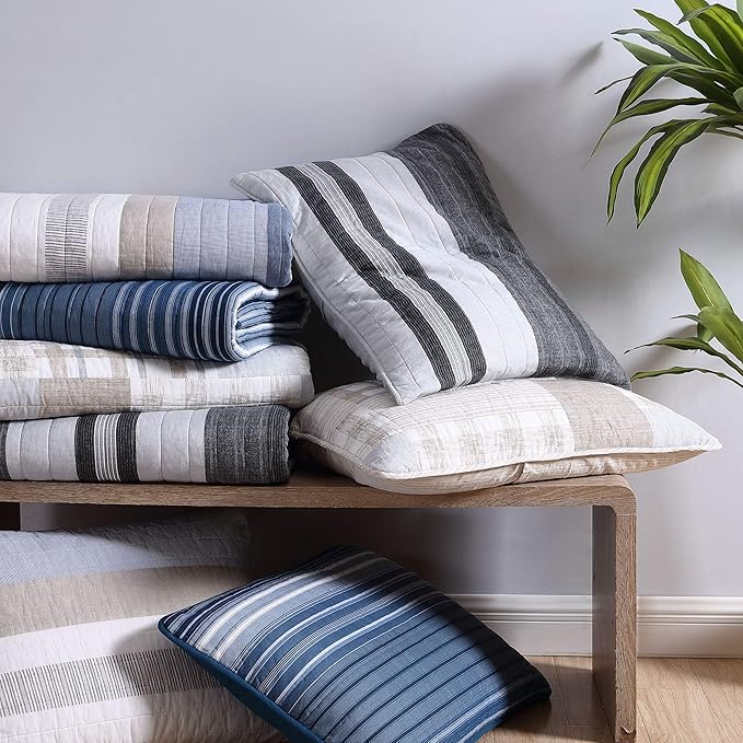 Nautica - King Quilt, Cotton Reversible Bedding, Home Decor for All Seasons (Tideway Tan/Grey, King)