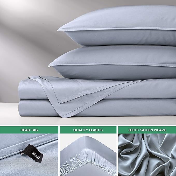 Twin Sheets by Pure Bamboo, Genuine 100% Organic Viscose Derived from Bamboo Bed Sheet Set, Luxuriously Soft & Cooling, Double Stitching, Lifetime Quality Promise (Twin, Sterling Blue)