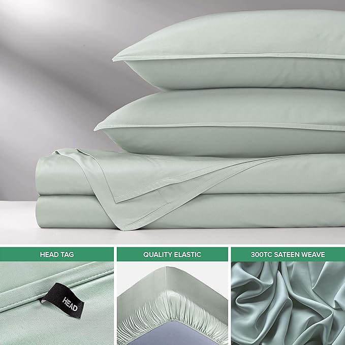 Short Queen Sheets by Pure Bamboo for RV Camper (60"x75") - Genuine 100% Organic Viscose Derived from Bamboo Bed Sheet Set, Soft & Cooling, Lifetime Quality Promise (Short Queen, Sea Glass)