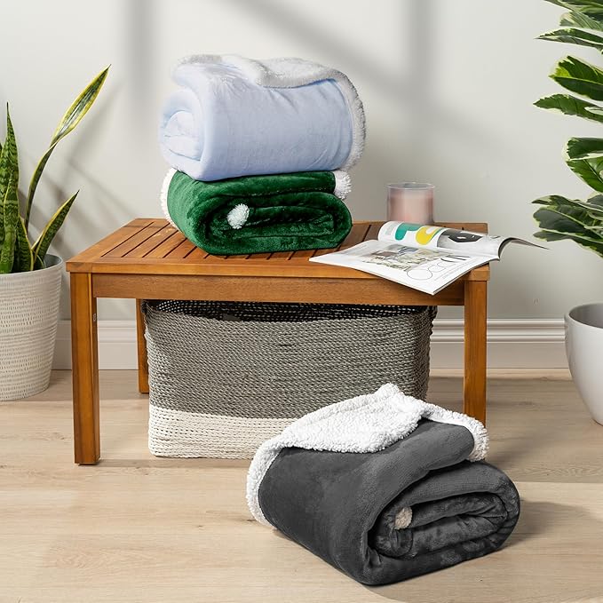 Pavilia Sherpa Fleece Blanket for Bed, King Size, Dark Grey, Plush Soft Fuzzy, Reversible Winter Blanket for Women & Men, 90x108 Inches