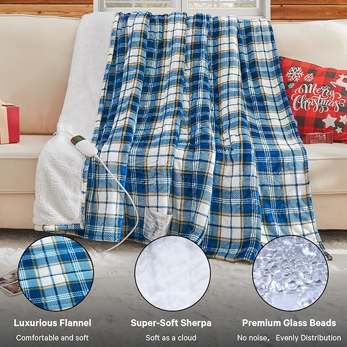 Heated Weighted Blanket for Adults Throw/Twin Size 13Lbs, 50"x60", 2-in-1 Electric Heating Pad Lap Heavy Blanket for 120-140lbs, 10 Heat Level 1-8H Auto-Off, Christmas Birthday Gifts for Women Mom Men