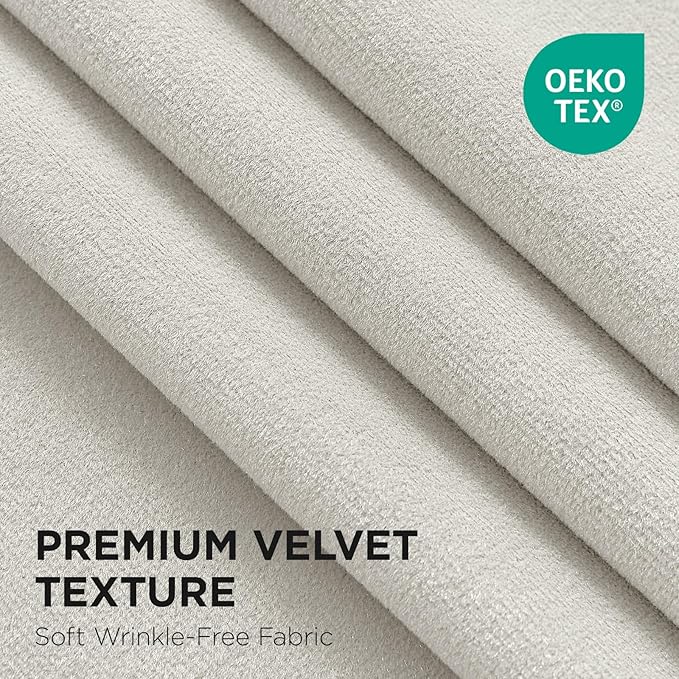 Joydeco White 100% Blackout Curtains 96 Inch 2 Panels, Luxury Thermal White Velvet Curtains for Bedroom Living Room, Soundproof Blackout Window Drapes, Grommet Top (52W x 96L)