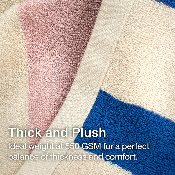 Towels - Ultra Soft, Thick and Plush, Reversible - 1 PC Luxury Bath Sheets (35"x 70"), 550 GSM,100% Combed Cotton, Made in Portugal, Perfect for Home and Bathroom, Calamine Sky-Janus