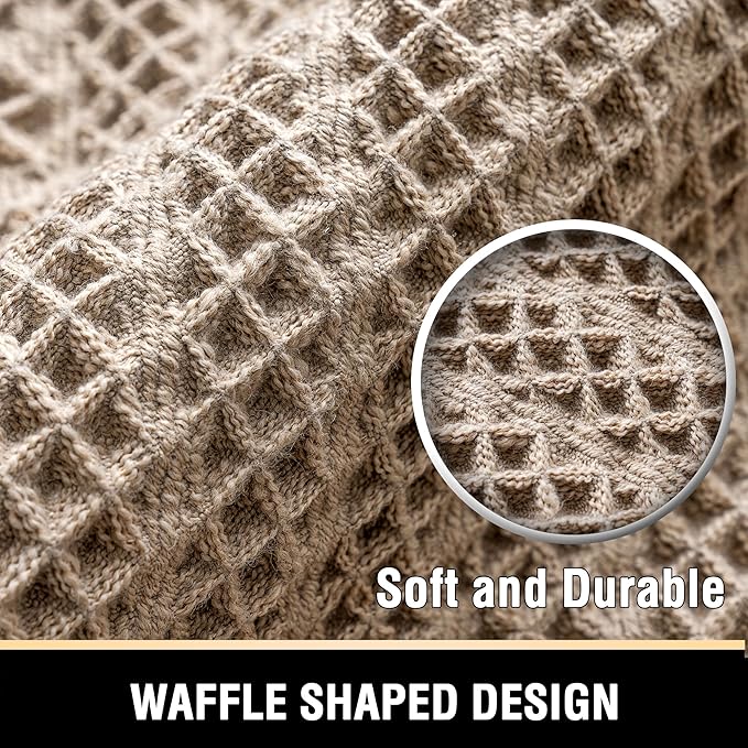 H.VERSAILTEX Waffle Bath Runner Rug Long Bath Mat Super Absorbent Boho Bath Rugs Non Slip Bath Runner for Bathroom Floor Machine Washable Dry Fast Bathroom Rugs with Tassels, 24" x 72", Irish Cream