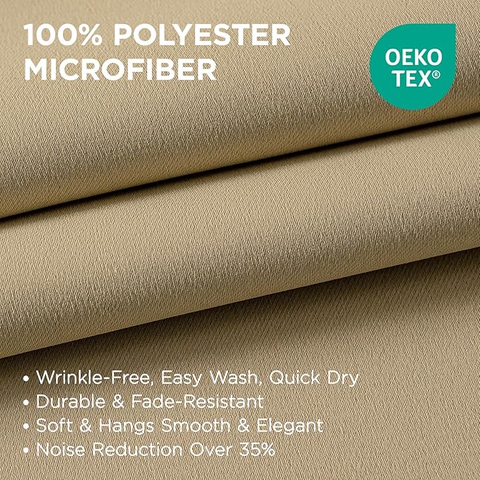 Joydeco Blackout Curtains 84 inches Long 2 Panels Set, Thermal Insulated Long Curtains & Drapes 2 Burg, Room Darkening Grommet Drapes for Bedroom Living Room Windows (W42 x L84 Inch, Beige)