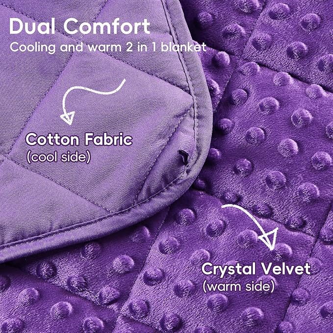 yescool Purple Weighted Blanket 10 Pounds Twin Size Cooling Weighted Throw Blanket, Minky Heavy Blankets Warm Weighted Comforter, Big Washable Thick Blankets Gift for 80-120lbs, 40 * 60in
