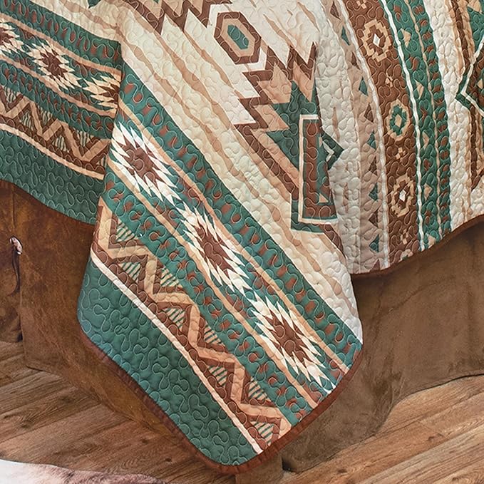 BLACK FOREST DECOR Spirit Walk Quilt Bed Set - Queen, Western Style, Lightweight Southwest Diamond Motif Bedding, Machine Washable