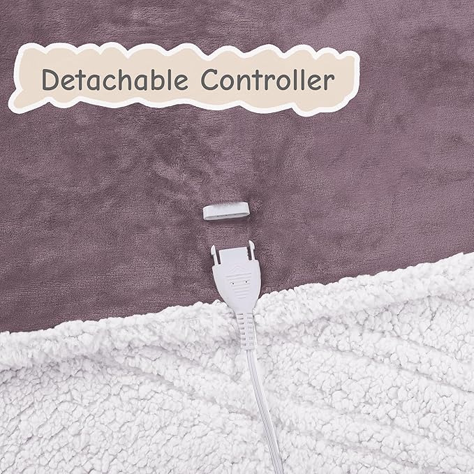 Electric Heated Blanket Full Size 72"x84", Soft Flannel with Overheat Protection, 6 Adjustable Heat Settings & 10-Hour Auto-Off Timer, Fast Heating for Winter Comfort, Purple