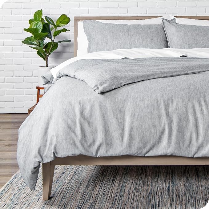 Bare Home Bedding Duvet Cover Oversized King Size - Premium 1800 Super SoftCollection - Lightweight, Duvet Cover - Soft Textured Bedding (Oversized King, Heathered Pewter)