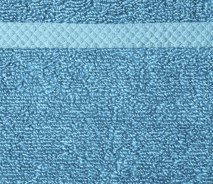 Amazon Basics Cotton Washcloths, Quick-Dry, 12" x 12", 12-Pack, Lake Blue