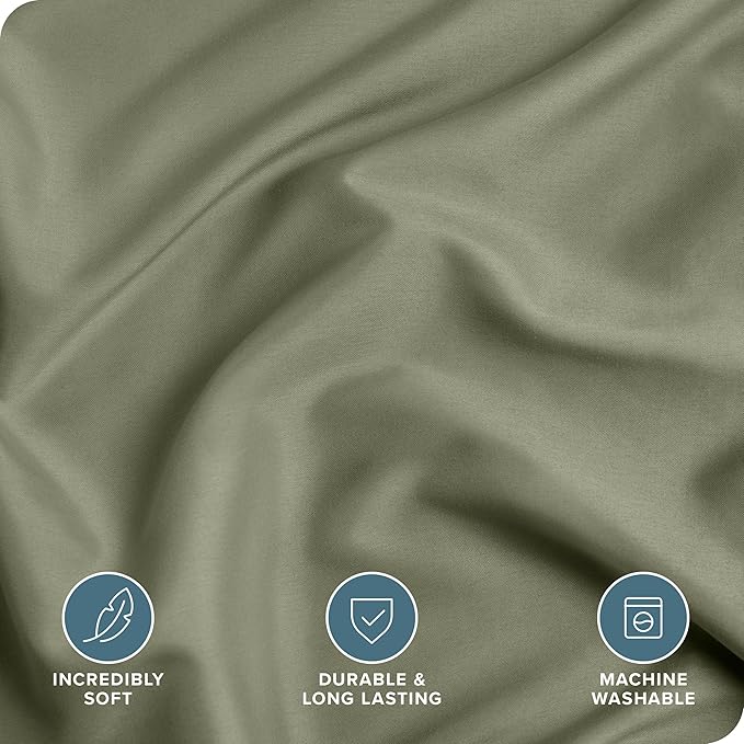 Bare Home Bedding Duvet Cover Extra Long Size - Premium 1800 Super Soft Collection - Lightweight, Cooling - Soft Breathable Bedding Duvet Cover (Twin/Twin XL, Sage)