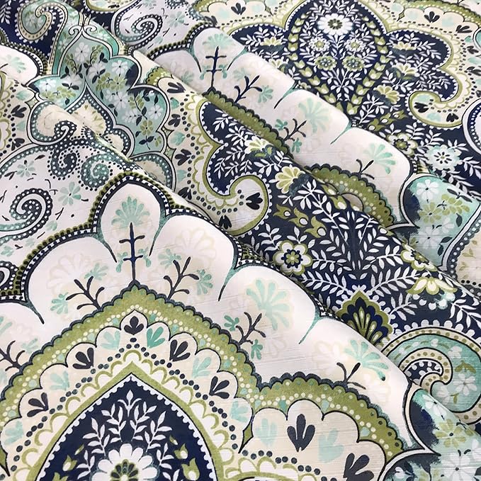 Serafina Home Hotel Quality Fabric Bathroom Shower Curtain: Floral Paisley Moroccan Damask (72 x 70 inches)
