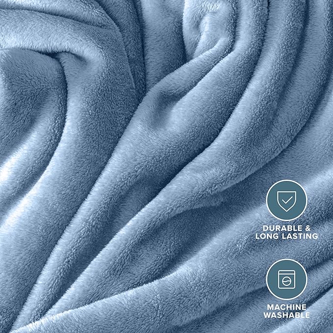 Bare Home Fleece Blanket - Kid Size - Ultra-Soft Lightweight for Bed, Sofa, and Couch - Luxury Microplush - Cozy Warm Blanket (Kid, Coronet Blue)