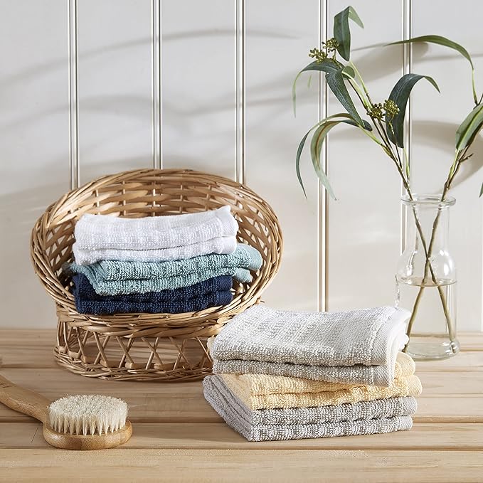Tommy Bahama - Washcloths, Soft & Absorbent Cotton Towels, Low Linting & Fade Resistant, Oeko-Tex Certified (Northern Pacific White, 12 Piece)