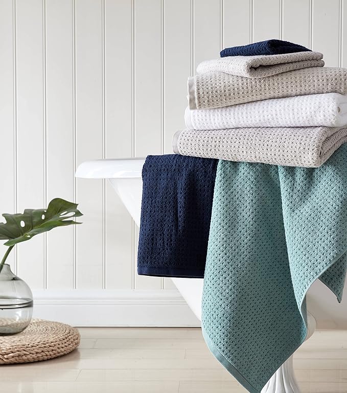 Tommy Bahama - Bath Towels, 100% Soft & Absorbent Yarn-Dyed Cotton, Low Linting & Fade Resistant, Medium Weight Bathroom Towels (Northern Pacific Brown, 6 Piece)