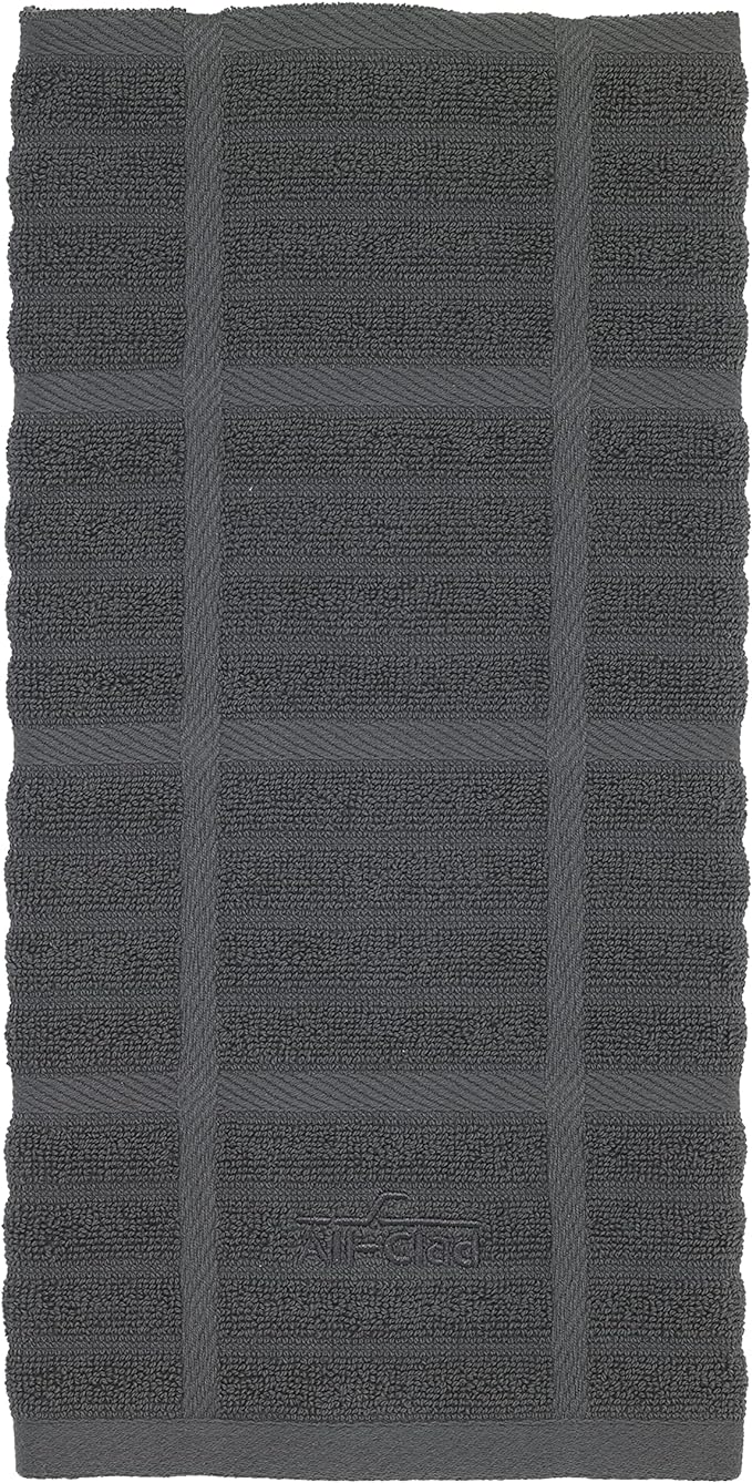 All-Clad Solid Kitchen Towel: Highly Absorbent, Super Soft Long Lasting - 100% Cotton, 17"x30" Tea Towel for Cleaning & Drying Dishes, Pans, Glassware, or Countertops, (1-Pack), Pewter