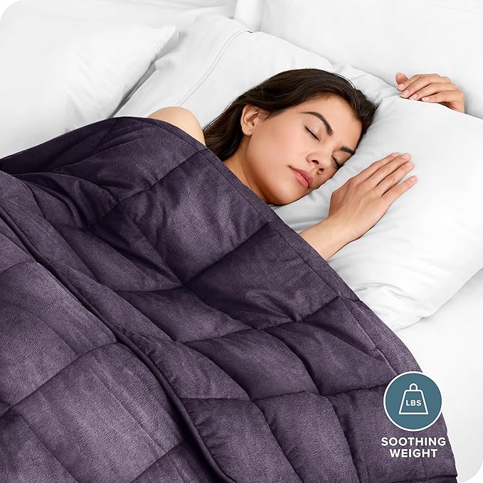 Bare Home Weighted Blanket Twin or Full Size 10lb (40" x 60") - Minky Fleece - Premium Heavy Blanket Nontoxic Glass Beads (Eggplant, 40"x60")