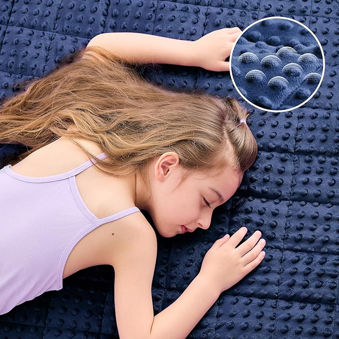 yescool Twin Size Weighted Blanket for Adults 12 Pounds Blue Cooling Weighted Heavy Blanket, Minky Throw Blankets Warm Weighted Comforter, Big Washable Thick Blankets Gift for 100-150lbs, 48 * 72in