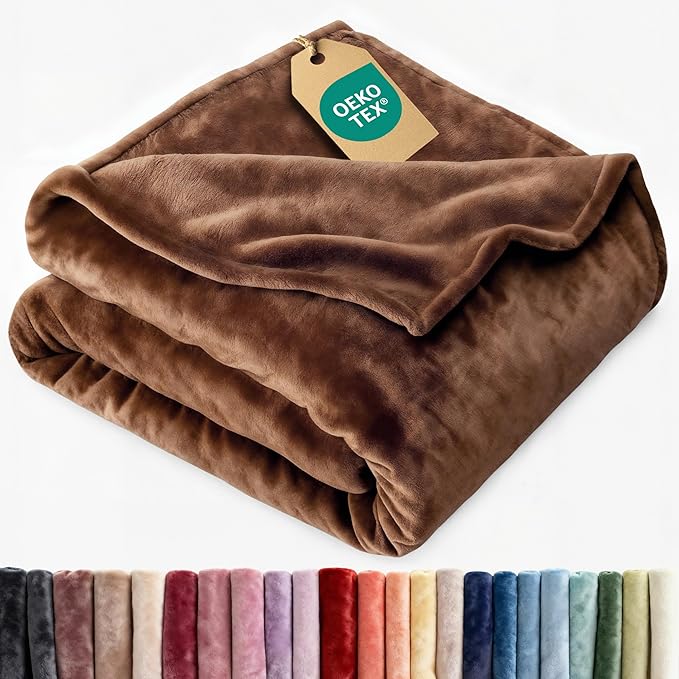 Ultra Soft Fleece Blanket Twin Size - Flannel Fleece Luxury Twin Blanket - Lightweight for Couch Bed Chair - Thick, Warm and Breathable - All Season Cozy Fuzzy, Anti-Static Microplush Bedding, Brown