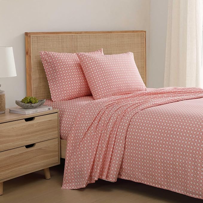 Tommy Bahama - King Bed Sheets, Crisp & Cool Cotton Percale Bedding with Matching Pillowcases, Lightweight Bed Set, Oeko-Tex Certified (Bahama Isle Orange)