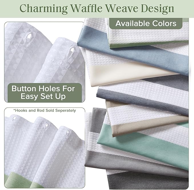 Madison Park Shower Curtain Spa Waffle Weave Extra Long Shower Curtain for Bathroom 3M Scotchgard Moisture Management, Spa Quality Modern Shower Curtains for Bathroom, Extra Long 72"x84" Sage Green