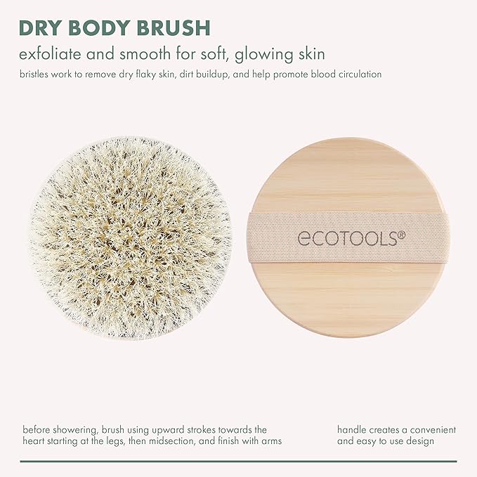 EcoTools Dry Body Brush, for Post Shower & Bath Skincare Routine, Removes Dirt and Promotes Blood Circulation, 1 Count