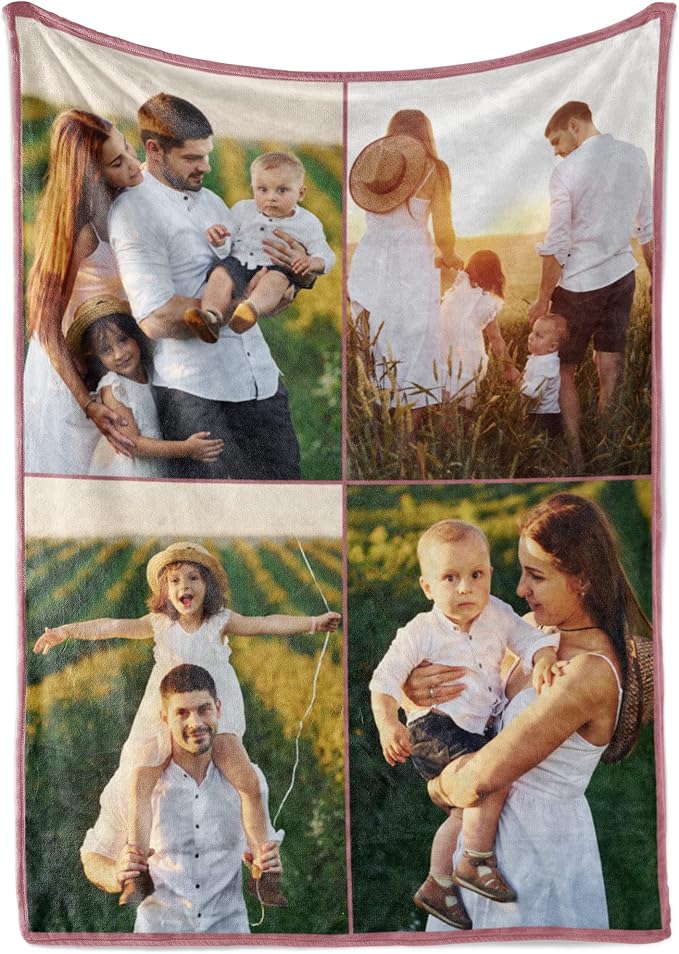 Ships Next Day, Custom Blanket with Picture - Printed in USA, Personalized Photo Blanket (Sherpa – 50x60)