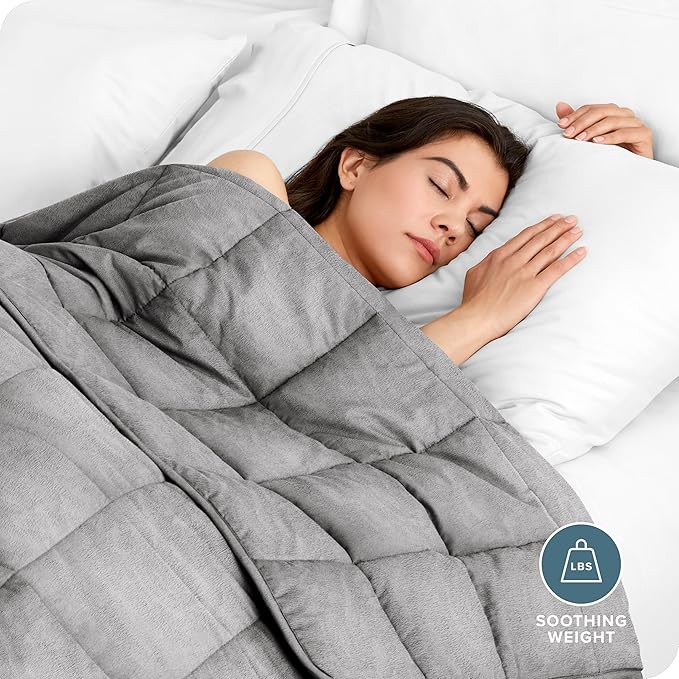 Bare Home Weighted Blanket King Size 25lb (80" x 87") for Adults - Minky Fleece - Premium Heavy Blanket Nontoxic Glass Beads (Light Grey, 80"x87")